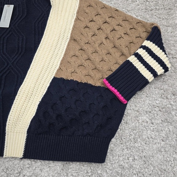 Maeve Sweater Womens Medium Petite Colorblock Cable Knit Oversized Anthropologie - Picture 3 of 11